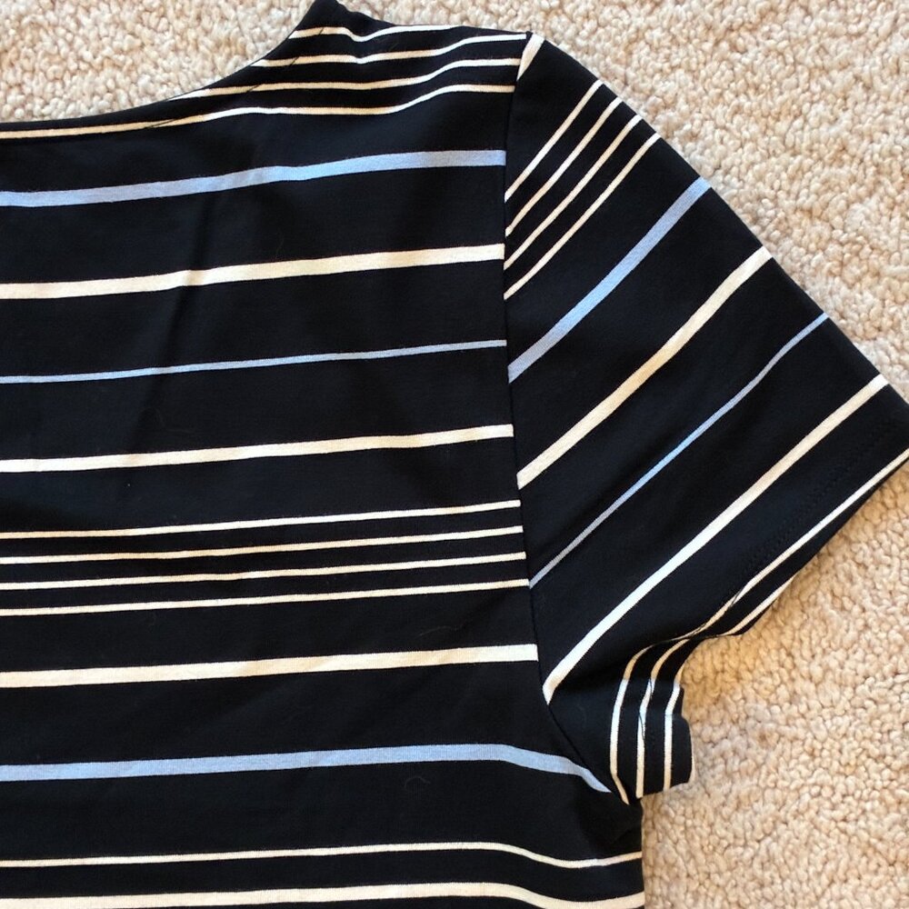 White House Black Market Striped T-shirt Jersey Maxi Dress Women's Size Large - Picture 9 of 13